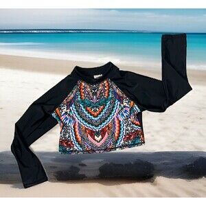 Art Class Swim Top Girls Medium 7 8 Crop Long Sleeve Rash Guard‎ Swimwear Shirt